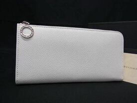 ■極美品■ BVLGARI ブルガリブルガリ レザー L字ファスナー 長財布 ウォレット 小銭入れ 札入れ レディース メンズ ホワイト系 AY2338