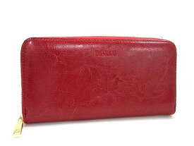 ■極美品■ BARCOS バルコス レザー ラウンドファスナー 長財布 ウォレット 小銭入れ 札入れ レディース レッド系 DF3135