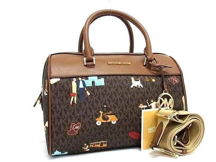楽天市場】□新品同様□ MICHAEL KORS マイケルコース MK柄 PVC×レザー 
