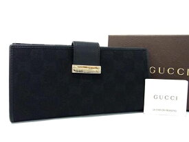 ■新品同様■ GUCCI グッチ 212089 GG柄 GGキャンバス 二つ折り 長財布 ウォレット 小銭入れ 札入れ ブラック系 AX1168