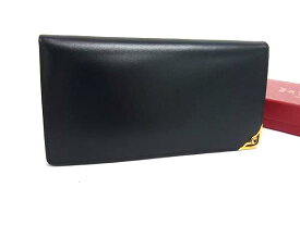 ■新品同様■ Cartier カルティエ サファイアライン レザー 二つ折り 長財布 ウォレット 札入れ 小銭入れ ブラック系 FQ5145