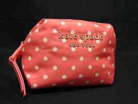 ■美品■ kate spade ケイトスペード PWR00324 エブリシング ナイロン ドット柄 ポーチ マルチケース ピンク系×アイボリー系 DG0685