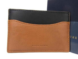 ■新品■未使用■ RALPH LAUREN ラルフローレン レザー カードケース カード入れ パスケース 定期入れ ブラウン系×ブラック系 AQ4086