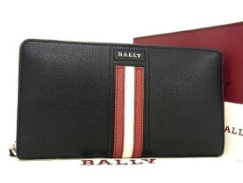 ■新品■未使用■ BALLY バリー レッドライン レザー ラウンドファスナー 長財布 ウォレット メンズ ブラック系 AR4580