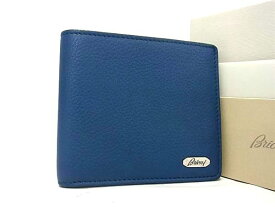 ■新品■未使用■ Brioni ブリオーニ レザー 二つ折り 財布 ウォレット 札入れ メンズ ブルー系 AZ0740