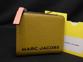 ■新品■未使用■ MARC JACOBS マークジェイコブス M0017061 レザー 二つ折り 財布 ウォレット レディース カーキ系×イエロー系 BE3376