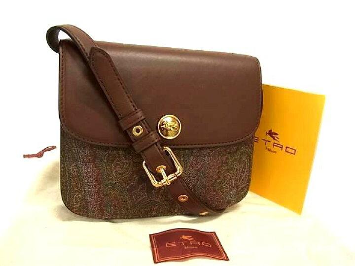 新品同様✨ETRO エトロ・2wayバッグ レザー ダークブラウン系 付属品 