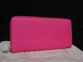 ■新品同様■ CELINE セリーヌ レザー ラウンドファスナー 長財布 ウォレット 札入れ 小銭入れ カード入れ ピンク系 FG7695