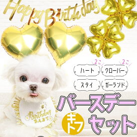 ★在庫処分★バースデイ お祝い セット スタイ ペット 犬 猫 誕生日 記念日 おしゃれ SNS映え 風船 バルーン クローバー ハート 小型犬 エプロン ペットウェア お祝い アニバーサリー よだれかけ【 送料無料 】 犬 誕生日プレゼント ※犬 誕生日ケーキではありません