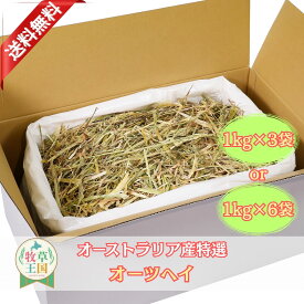 【送料無料】うさぎ 牧草 ウサギ オーツヘイ 選べる 1kg×3袋 or 1kg×6袋 オーストラリア産 うさぎ 草 mofu parfait もふぱふぇ チンチラ うさぎ モルモット 牧草 えさ 牧草王国 敷材　ラベルレス お試し パック n