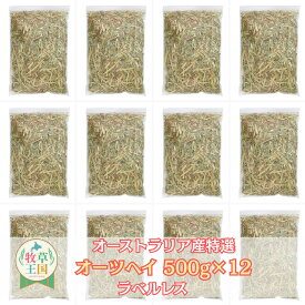 【ラベルレス】【嗜好性が高く繊維質豊富】うさぎ牧草 ウサギ オーツヘイ 牧草王国 500g×12袋 オーストラリア産 mofu parfait もふぱふぇ チンチラ うさぎ モルモット 牧草 えさ 敷材 ラベルレス ※ うさぎ 牧草 キューブ チモシー ブロック 20kg ミルク ではありません