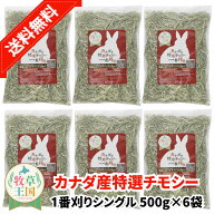 【送料無料】うさぎ 牧草 カナダ産 特選チモシー 1番刈り ダブル 500g×6袋 ウサギの餌 おやつ もふぱふ…