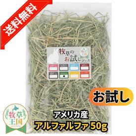 【お試しパック】うさぎ 牧草 ウサギ アルファルファ ダブルプレス 50g アメリカ産 アメリカ US 1番刈り 一番刈り 牧草王国 うさぎ 牧草 mofu parfait もふぱふぇ チンチラ うさぎ モルモット 牧草 えさ 敷材　ラベルレス お試し パック 送料無料 n
