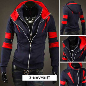 【在庫処分セール】バイカラージップアップフリースパーカー フェイクレイヤード メンズ 秋冬春全4色 M-2XL 1512mtaxx268