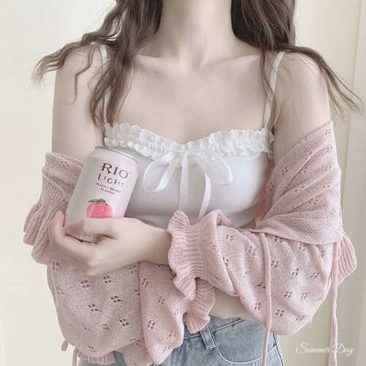 楽天市場】【在庫品のみ翌営業日配送】 リボン キャミソール トップス 