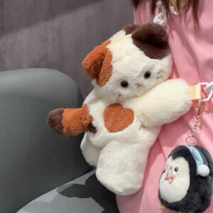 アニマル型 クロスボディバッグ ショルダーバッグ 斜めがけ ぬいぐるみ 動物 かわいい おしゃれ ユニセックス 子ども プレゼント 三毛猫 犬 おもしろ レトロ Y2K ふわふわ 軽量 旅行 小さめ 25