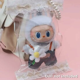 キャンディバッグ型 クリア ぬいぐるみ 収納 ケース ポーチ レース リボン デザイン パールチェーン ぶら下げ 保護 ぬい 23cm 収納 小物 人形 ラブブ ちいかわ キーホルダー かわいい 推し活 ぬい活 可愛い 透明 おしゃれ 韓国 防湿 レトロ バッグ ストラップ お出かけ