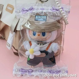 キャンディバッグ型 クリア ぬいぐるみ 収納 ケース ポーチ レース リボン デザイン パールチェーン ぶら下げ 保護 ぬい 23cm 収納 小物 人形 ラブブ ちいかわ キーホルダー かわいい 推し活 ぬい活 可愛い 透明 おしゃれ 韓国 防湿 レトロ バッグ ストラップ お出かけ