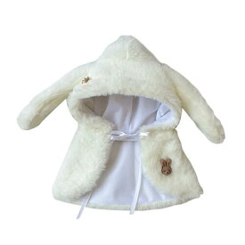 ぬいぐるみ うさ耳 ボア マント お洋服 ぬい活 推し活 かわいい アニマル 人形 アクセサリー 20cm うさぎ 動物 もこもこ ふわふわ ポンチョ アウター お出かけ アイドル ちいかわ アニメ キャラクター 服 衣類 女の子 お揃い 茶色 白 ピンク 紫 韓国 前開き リボン