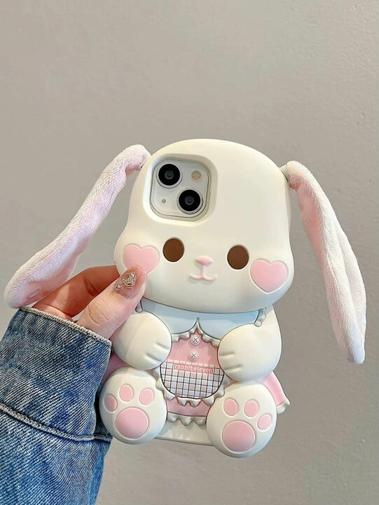楽天市場】iPhone ケース 韓国 シリコン 3D 立体 うさぎ かわいい  