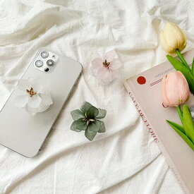 スマホグリップ 韓国 花 かわいい 透明 シンプル おしゃれ 磁気 magsafe スタンド 土台 撮影 GALAXY iPhone Samsung 大人