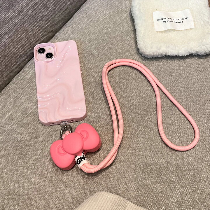 楽天市場】スマホ ショルダー ストラップ ピンク リボン かわいい 
