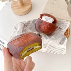 Airpods ケース イヤホン カバー お菓子 スイーツ チョコパイ 3D かわいい おしゃれ おもしろ シリコン 保護 チョコレート 第1世代 第2 第3 pro 韓国 食べ物 カラビナ付き 抹茶 エンゼルパイ パイ風 食品サンプル風 食べかけ ユニセックス 高校生 ギフト プレゼント