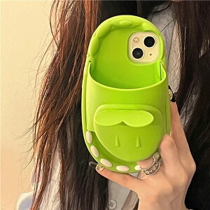 iPhone ケース クロックス サンダル ワニ かわいい 靴 おもしろ 緑 動物 アニマル キャラクター シリコン 11 12 13 14 15 pro max