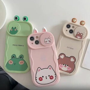 iPhone ケース 韓国 猫 ねこ かえる 熊 くま 動物 かわいい キャラクター ウェーブ カメラ保護 衝撃に強い xs xr 11 12 13 14