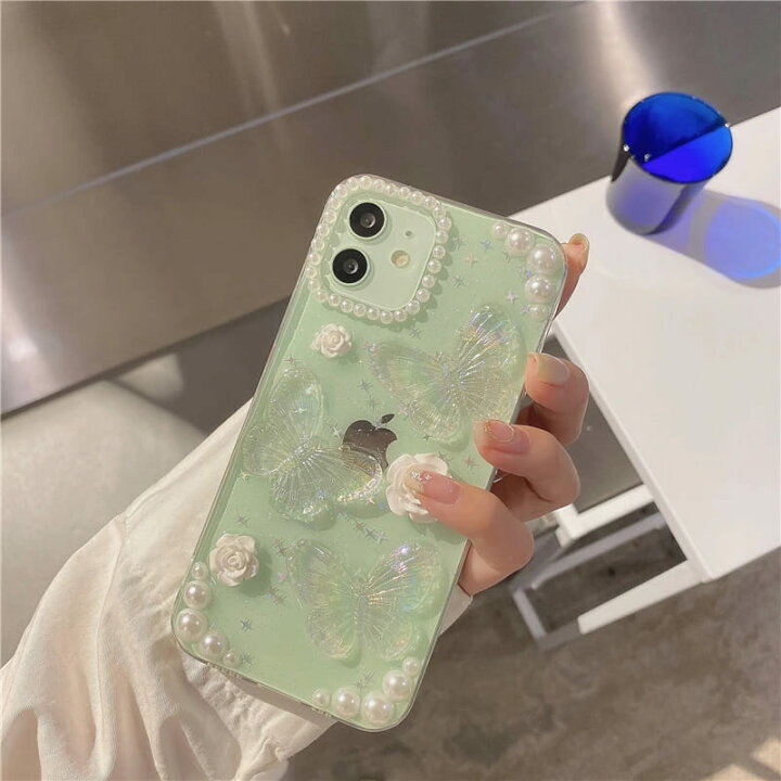 楽天市場】iPhone ケース 韓国 透明 立体 3D 蝶 バタフライ 花 
