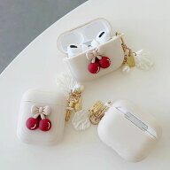 Airpods ケース イヤホンケース カバー TPU ワイヤレス キーホルダー ストラップ付き チェリー さくらん…