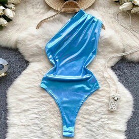 2色展開 ハイレグ 水着風 ボディスーツ 光沢 肌見せ 際どい エロカワイイ セクシー 衣装 デザイン 過激 コスチューム セット ナイトウェア ルームウェア コスプレ 男ウケ カップル 女性 大人 女子 可愛い 盛れる おしゃれ イベント 夜