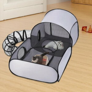 ペット メッシュ プレイヤード 屋外 通気性 のぞき穴 トンネル おもちゃ オールシーズン デザイン 折りたたみ式 遊び場 運動 多機能 ペット用品 グッズ アクセサリ 犬 小型犬 猫 子猫 動物 お