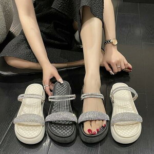 厚底 サンダル ラインストーン キラキラ レディース 美脚 脚長効果 ビーチ 海 歩きやすい 抜かれにくい 夏 アウトドア 軽量 綺麗 歩きやすい 痛くない かかとなし やみつき 可愛い 疲れない