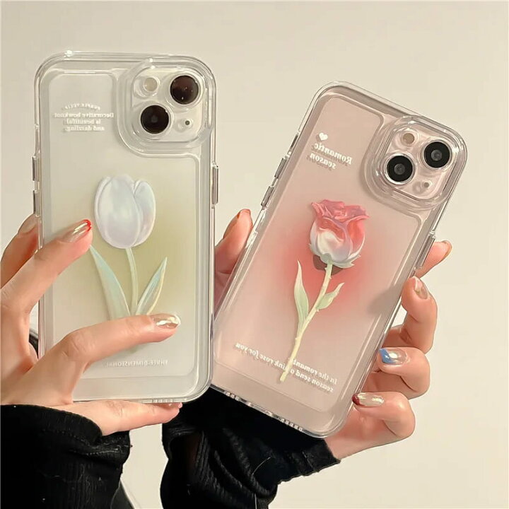 楽天市場】iPhone ケース クリア 韓国 カバー 花 チューリップ 薔薇 