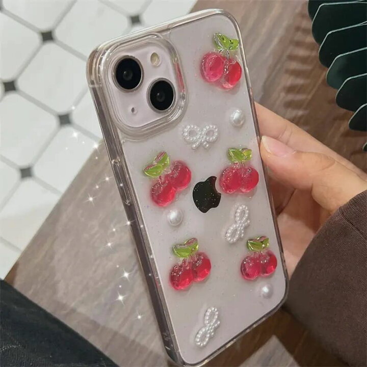 楽天市場】iPhone ケース カバー チェリー さくらんぼ リボン ビーズ 