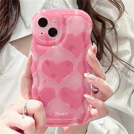 iPhone ケース 韓国 ハート カバー ウェーブ ピンク クリア 軽量 可愛い 持ちやすい 耐衝撃 おしゃれ 大人かわいい 15 透明 頑丈