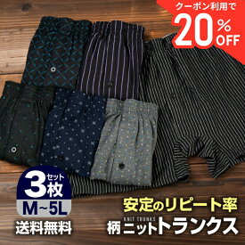 【20%OFFクーポン配布】トランクス ニット メンズ 前開き 3枚組 セット ニットトランクス 柄 ボタン付き 父の日 ギフト 敬老の日 贈り物 プレゼント メンズインナー メンズ下着 柔らかい 伸びる ゆったり まとめ買い お買い得 シンプル ベーシック 毎日使い 実用品 安い