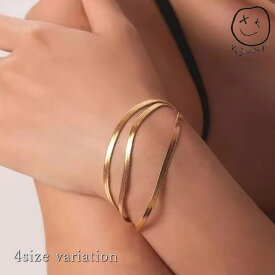 ゆうパケット 送料無料 金属アレルギー 対応 スネーク チェーン ブレスレット 【太さ 4種 幅 2mm 3mm 4mm 5mm】 チェーン 14K ゴールド PVDコーティング レディース メンズ 無地 おしゃれ シンプル 細身 太目 女性 男性 スリム イエローゴールド