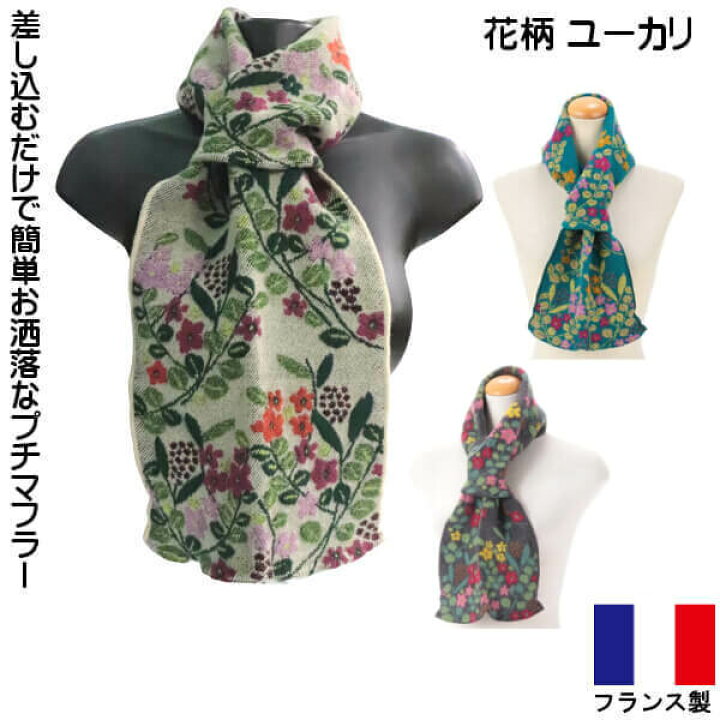 楽天市場 プチマフラー フランス製 ミニ ストール ネックホルダー 冬物 暖か素材 お洒落で 色使い 花柄 ユーカリ ギフトにおすすめ メール便 発送 631 021 エトワール海渡 残りわずか Ys Shopping 楽天市場店