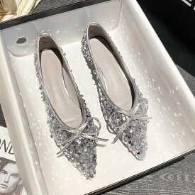 パンプス 痛くない オフィス ローヒール ぺたんこ バレエシューズキラキラフラットパンプス ポインテッドトゥ 通学柔らかvカット パンプス通勤 通勤 走れる