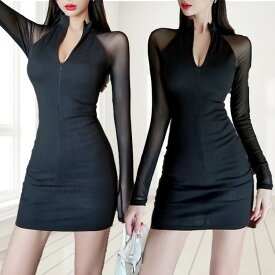 【期間限定2点購入で300円OFF！】レディースワンピース長袖タイトミニワンピースセクシーミニワンピースタイトセクシーワンピースミニ着痩せボディコンワンピースキャドレス超ミニコスチューム