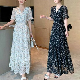 レディース ワンピース リゾート ロングワンピース きれいめ 上品 春 夏 秋 マキシワンピース マキシワンピ リゾートワンピース サマードレス 30代 40代 50代 白 黒 大きいサイズ
