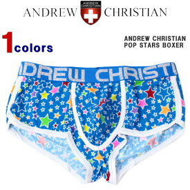 【同ブランド2点ご購入で300円OFFクーポン】 アンドリュー パンツ ANDREW CHRISTIAN (アンドリュー クリスチャン) メンズ ボクサーパンツ ローライズ ボクサー ブリーフ パンツ 下着 ネームロゴ Stars Boxer カッコイイ オシャレ 91874 【返品・交換不可】【あす楽対応】