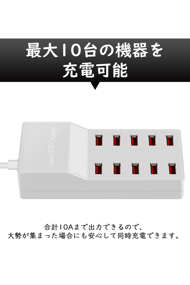 楽天市場】【当日発送可 送料無料 あす楽】USBコンセント USB充電器 10