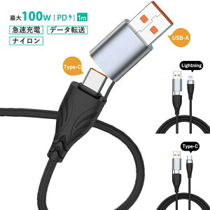 yŋz ݌ɂ ziPhoneP[u Type-CP[u usbP[u 2in1}[dP[u ő100w o USB-A ϊ A_v^t Type-C to Type-CP[uType-C to LightningP[u iPhone[d P[