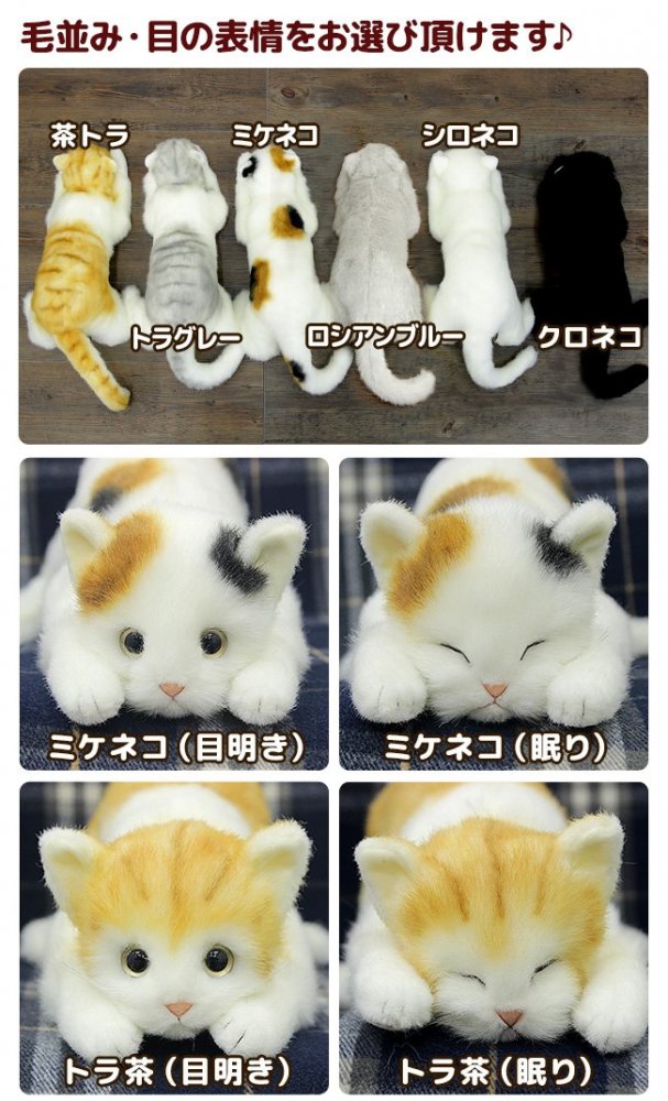 楽天市場】日本製 リアルな猫のぬいぐるみ 58cm クロネコL目明き 本物