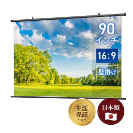 【日本製 生涯保証】シアターハウス プロジェクター スクリーン 90インチ 吊り下げ ワイド 16:9 ホームシアター 手動 天吊り 壁掛け 軽量 持ち運び 高画質 リビング フルハイビジョン シアタールーム タペストリー BTP2000WSD