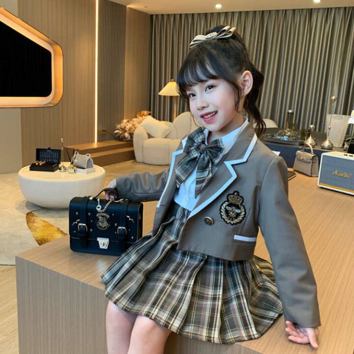 制服 子供 女の子 テーラードジャケット プリーツスカート シャツ スカート ジャケット 3点セット 小学生 学生服 上下セット 可愛い 女子 スクール 学生服 小学校制服 小学生制服 通学 フォーマル 学園祭 コスプレ 衣装 仮装 コスチューム衣装 送料無料 YSK