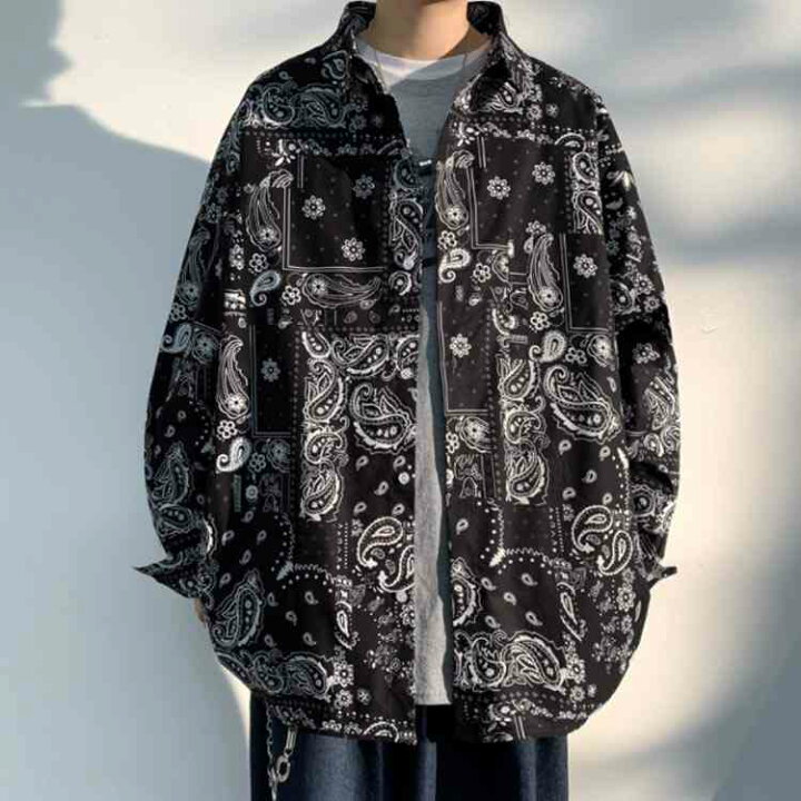 楽天市場】シャツ バンダナ柄 柄シャツ ペイズリー柄 カジュアル 
